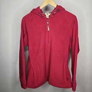 Woolrich Raspberry Red Half-Zip Long Sleeve Fleece Hoodie Size Medium